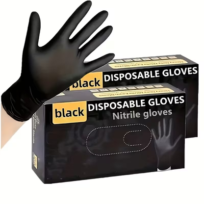 Disposable Nitrile Gloves – Black (50 Units)